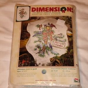 Dimensions 2003 Stamped Cross Stitch Christmas Lantern Quilt Kit, NWT